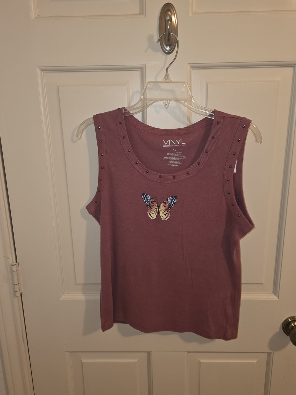 Mauve Studded Butterfly Sleeveless Tank
